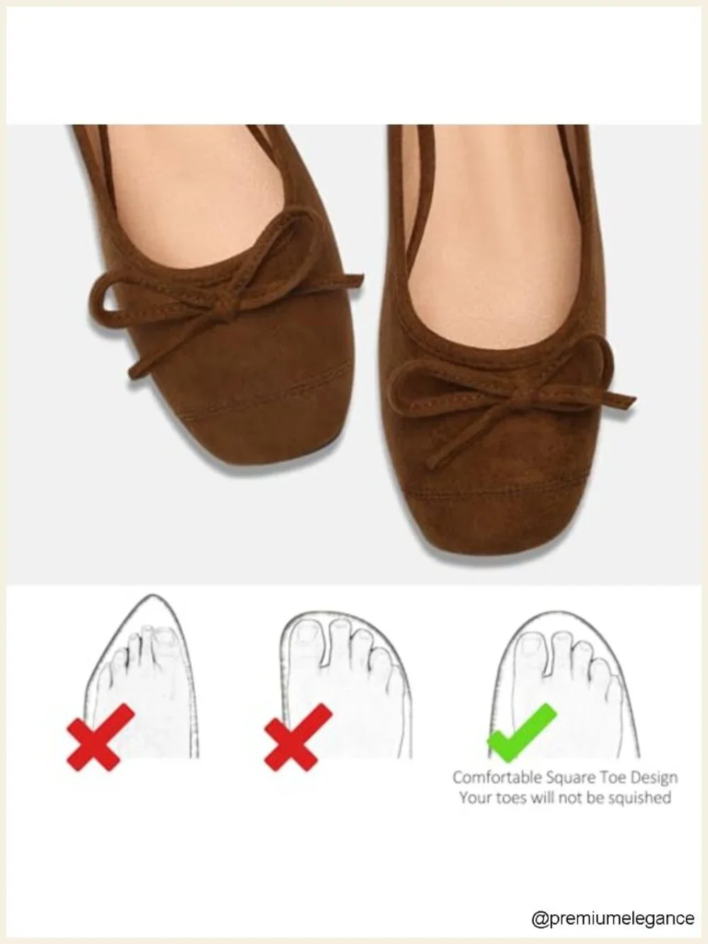 Faux Suede Bow Ballet Flats Cap Toe Slip On Comfort Square Toe Dressy Shoes